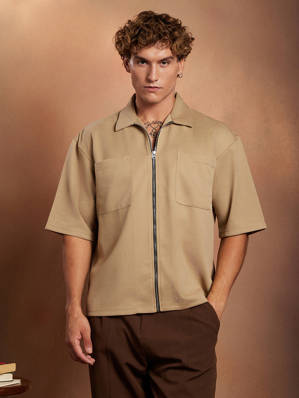 Waffle-Utility Oversized Shirt