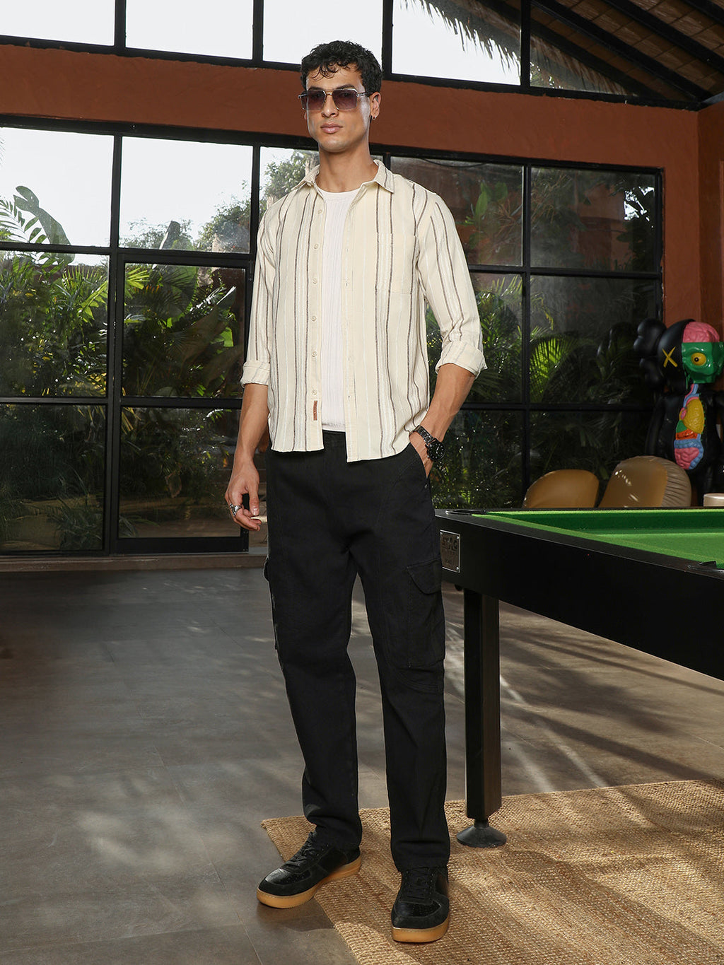 Shadow-Stripe Jacquard Shirt