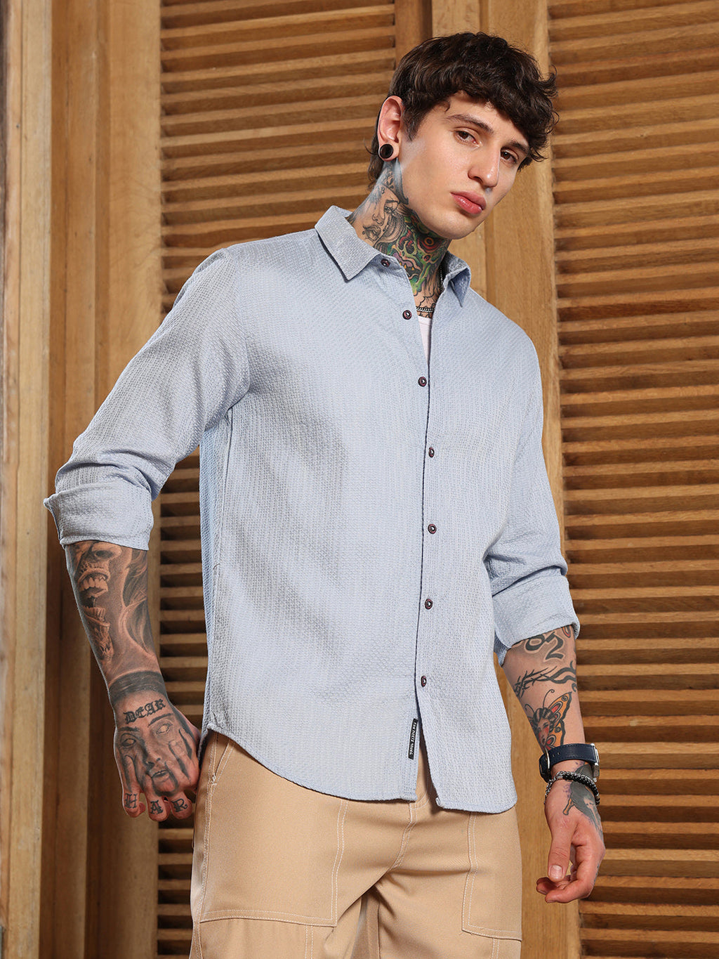Lattice-Woven Shirt