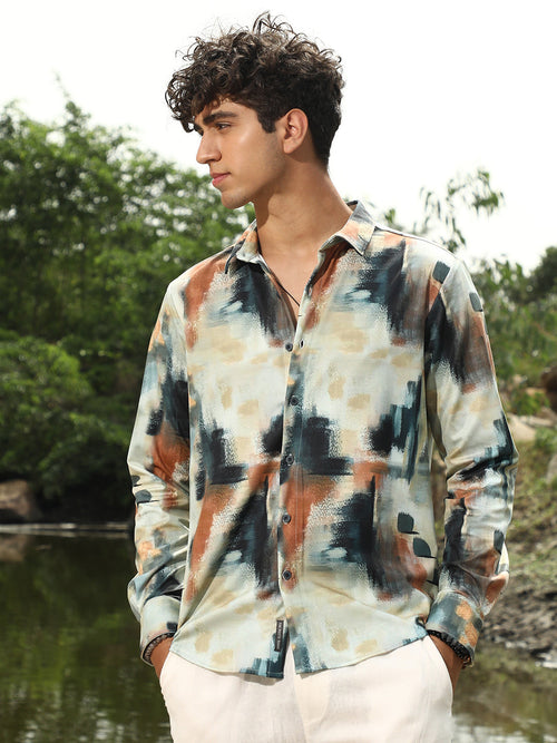 Abstract-Brushed Imprint Shirt