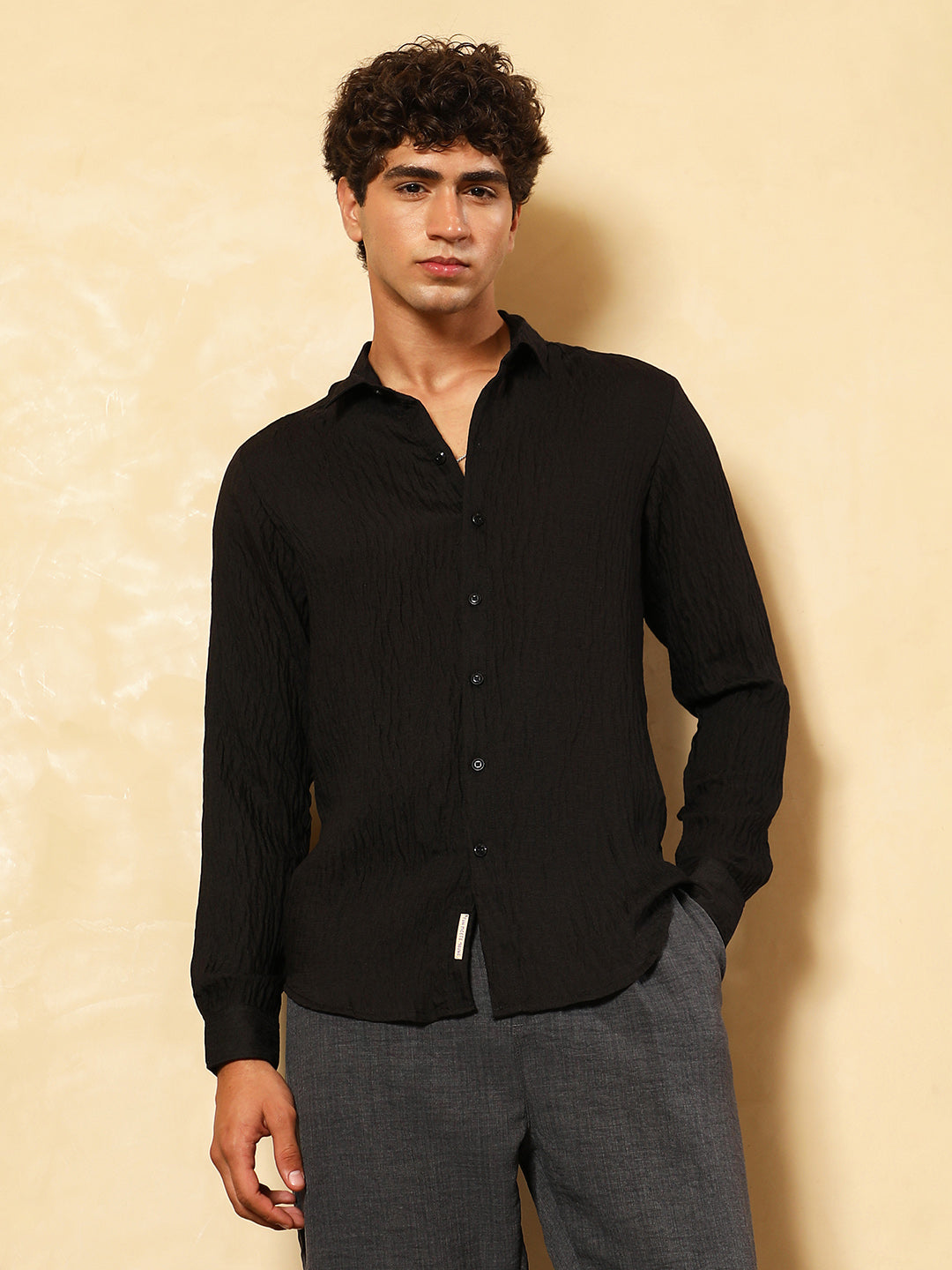 Solid Creased-Tactile Shirt